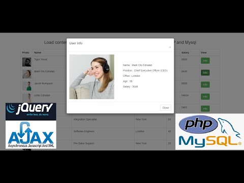 Load content Dynamically in Bootstrap Modal with Jquery AJAX PHP and Mysql